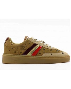 Serafini Schoenen ,Bruin ,Suède Suède Sneaker Met Sterdetail - Groen