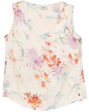 Herno Overhemden ,Veelkleurig ,Bloemen V-Hals Blouse - Roze