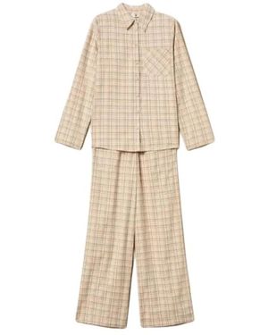 Twinset Nachtkleding ,Katoen Mannish Check Pyjama Broek En Top - Naturel