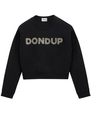 Dondup Hoodies & Sweatvesten ,Zwart ,Crewneck Sweatshirt
