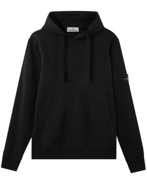 Stone Island Hoodies & Sweatvesten ,Zwart ,Katoen Garment Dyed Hoodie