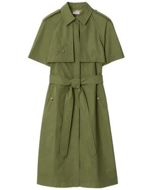 Burberry Cotton Poplin Midi Trench Dress - Green