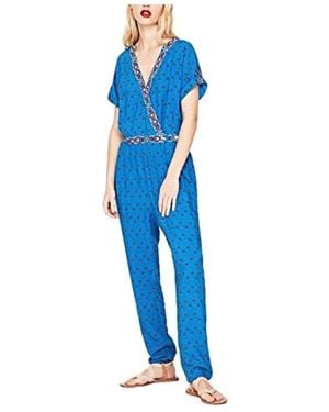 Pepe Jeans Blauer bedruckter jumpsuit mit kurzen ärmeln