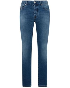 Moorer Jeans ,Blauw ,Katoen Slim Fit Donkerblauwe Jeans Veelzijdig En Elegant