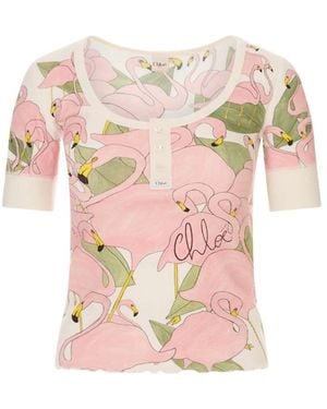 Chloé Tops ,Veelkleurig ,T-Shirts - Roze