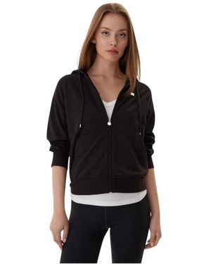 EA7 Hoodies & Sweatvesten ,Zwart ,Katoen Core Lady Stretch-Cotton Sweatshirt Met Rits