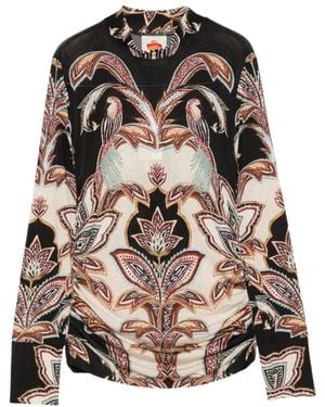 FARM Rio Tapestry Dream Langarm Jersey Bluse - Schwarz