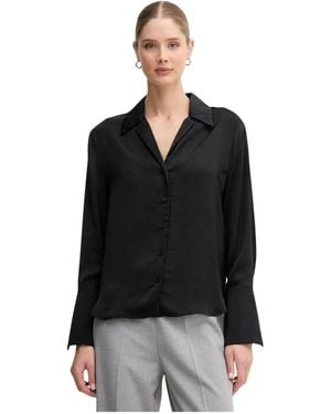 DKNY Overhemden ,Zwart ,Polyester Shirt Met Knoopsluiting En Lange Mouwen