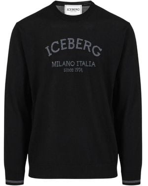 Iceberg Round-Neck Knitwear - Nero