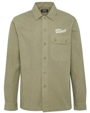 Barbour Overshirt in cotone verde firma steve mcqueen