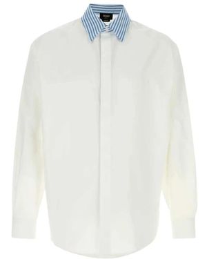 Fendi Overhemden ,Wit ,Katoen Poplin Shirt