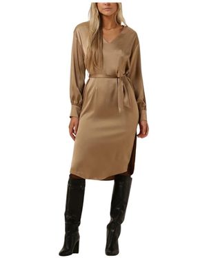 Simplee Bronzene Midi-Kleid Für Frauen - Natur