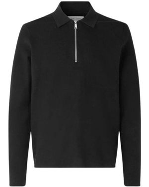 Samsøe & Samsøe Half Zip Gebreide Poloshirt - Zwart