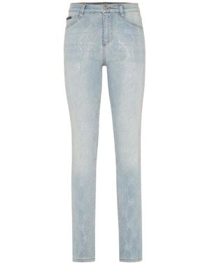 Philipp Plein Monogram High-Waisted Jegging-Hose - Blau
