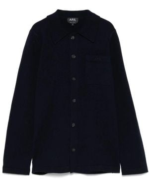 A.P.C. Overhemden ,Blauw ,Blauw Poloshirt Met Borstzak
