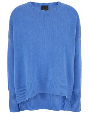 Plain Units Round-Neck Knitwear - Blu