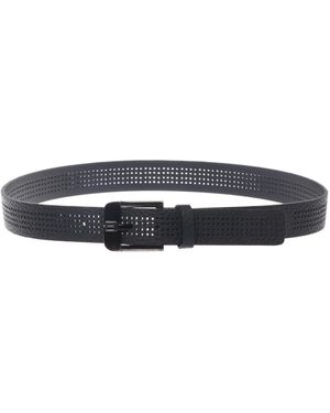 Baldinini Accessoires ,Zwart ,Leer Geperforeerde Riem Van Getrommeld Leer - Blauw