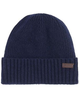 Barbour Fleece-Lined Ribbed Wool Beanie - Blue