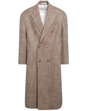 Ami Paris Jassen ,Bruin ,Wol Dubbele Rij Lange Comfortabele Jas
