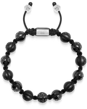 Nialaya #39;S Sterling Beaded Bracelet With Matte, Glossy Ceramic &Amp; One Diamond Ball - Schwarz