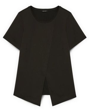 FIORELLA RUBINO Overhemden ,Zwart ,Katoen Bi-Material T-Shirt Met Wallet Detail