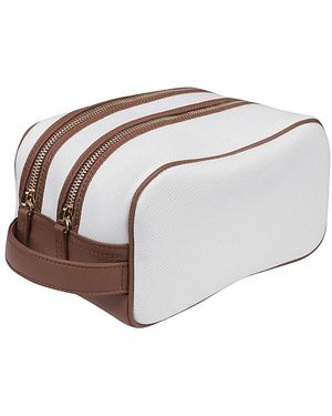 Eleventy Cotton En Lederen Beauty Bag - Wit