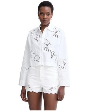 Twinset Overhemden ,Wit ,Katoen Geborduurd Poplin Shirt