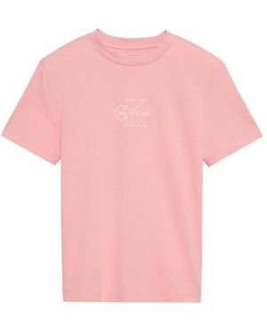 Calvin Klein Tops ,Roze ,Katoen Ss Classic Seasonal Monologo Tee