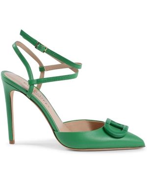 Dee Ocleppo Groene Leren Stilettohakken Enkelband