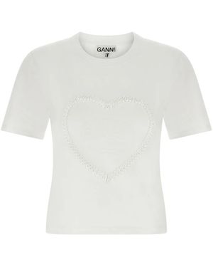 Ganni Heavy Cotton Heart T-Shirt - Wit