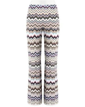 Missoni Broeken ,Veelkleurig ,Wol Rechte Broek Met Chevronpatroon - Wit