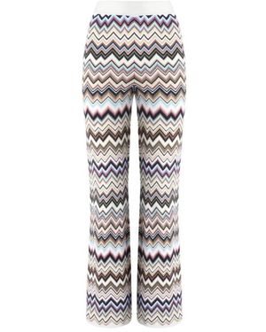 Missoni Broeken ,Veelkleurig ,Wol Rechte Broek Met Chevronpatroon - Wit