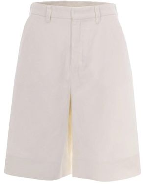 Max Mara Korte Broeken ,Wit ,Katoen Bermuda Shorts Van Katoen En Linnen