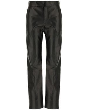 Alberta Ferretti Rechte Leren Broek - Grijs