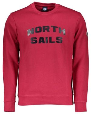 North Sails Roter baumwollpullover mit logo-print - Pink