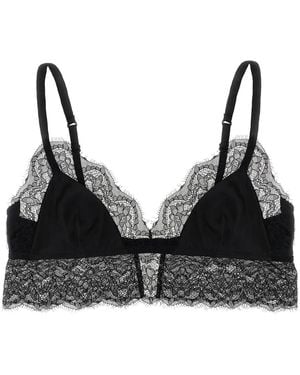 Dolce & Gabbana Bralette Van Satijn Met Zachte Cups En Kanten Details - Zwart