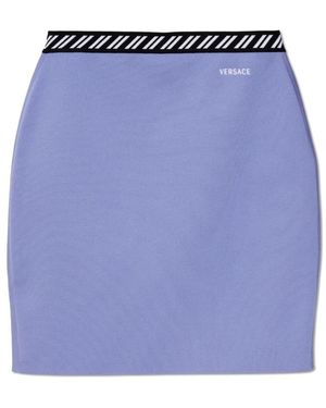 Versace Korte Rok Met Geborduurd Logo - Blauw