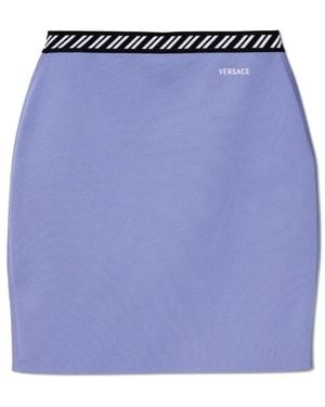 Versace Korte Rok Met Geborduurd Logo - Blauw