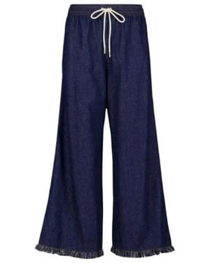 Zimmermann Ausgefranste, Weite Denim-Hose - Blau