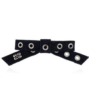 Ganni Denim Eyelet Bow Barrette - Schwarz