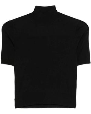 GOES BOTANICAL Gestreifter Gerippter Kurzarm Pullover - Schwarz