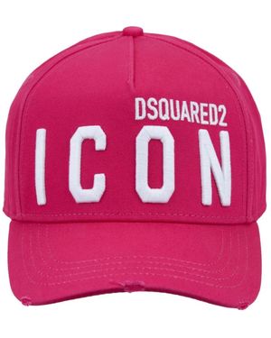DSquared² Accessoires ,Roze ,Katoen Icon Baseballpet Met Gesp Sluiting
