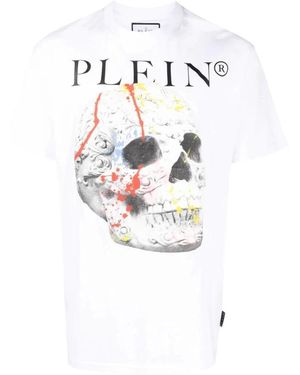 Philipp Plein Skull Ronde Hals Korte Mouw T-Shirt - Wit