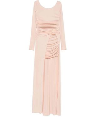 Elisabetta Franchi Gekreukt Jurk Met Logo Gesp En Asymmetrische Zoom - Roze