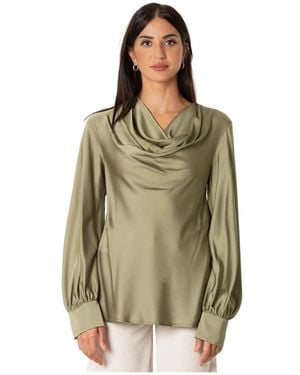 D.exterior Vloeiend Satijnen Blouse - Groen