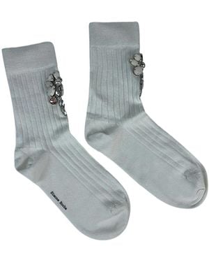 Simone Rocha Poppy Crystal Flower Gerippte Knöchelsocken - Grau