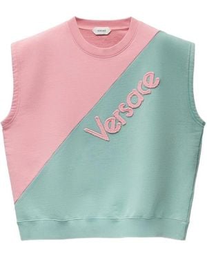 Versace Geborduurd Sweatshirt Met Korte Mouwen Van Katoenen Jersey - Groen