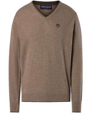 North Sails V-Neck Knitwear - Brown
