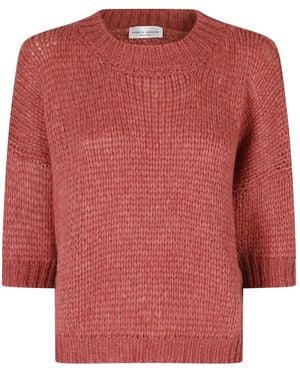 Roberto Collina Truien & Vesten ,Roze ,Trui Met Ronde Hals - Rood