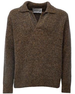 Amaranto V-Neck Knitwear - Marrone